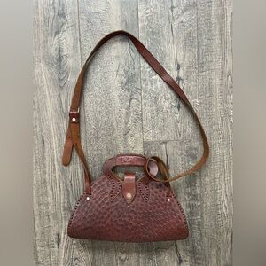 Brown Textured Leather Handbag